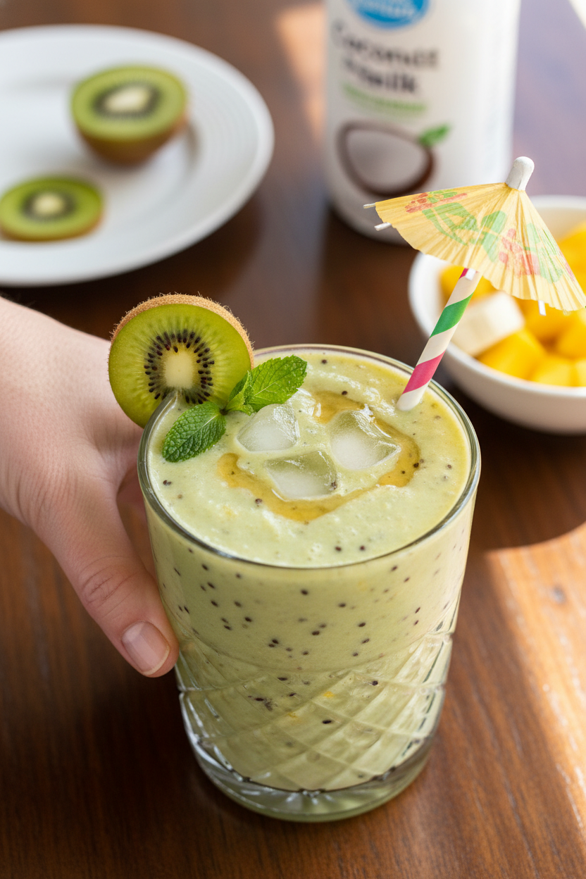 Kiwi Tropical Smoothie - Cold, Refreshing, Delicious!