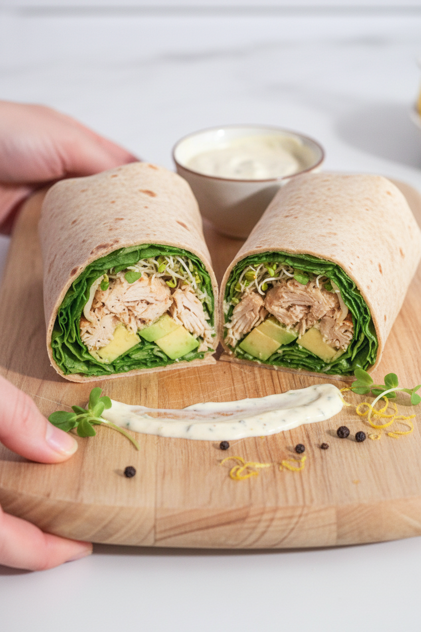 Lemon Pepper Chicken Wraps w/ Lemon Pepper Sauce