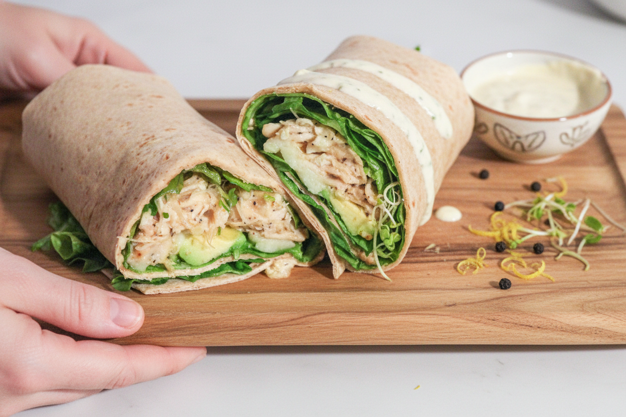 Lemon Pepper Chicken Wraps w/ Lemon Pepper Sauce