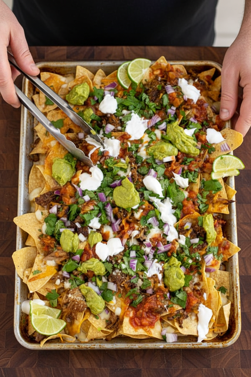 Loaded Pork Carnitas Nachos - The Schmidty Wife