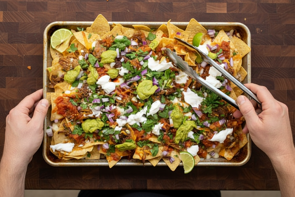 Loaded Pork Carnitas Nachos – The Schmidty Wife: Loaded Pork Carnitas Nachos Recipe