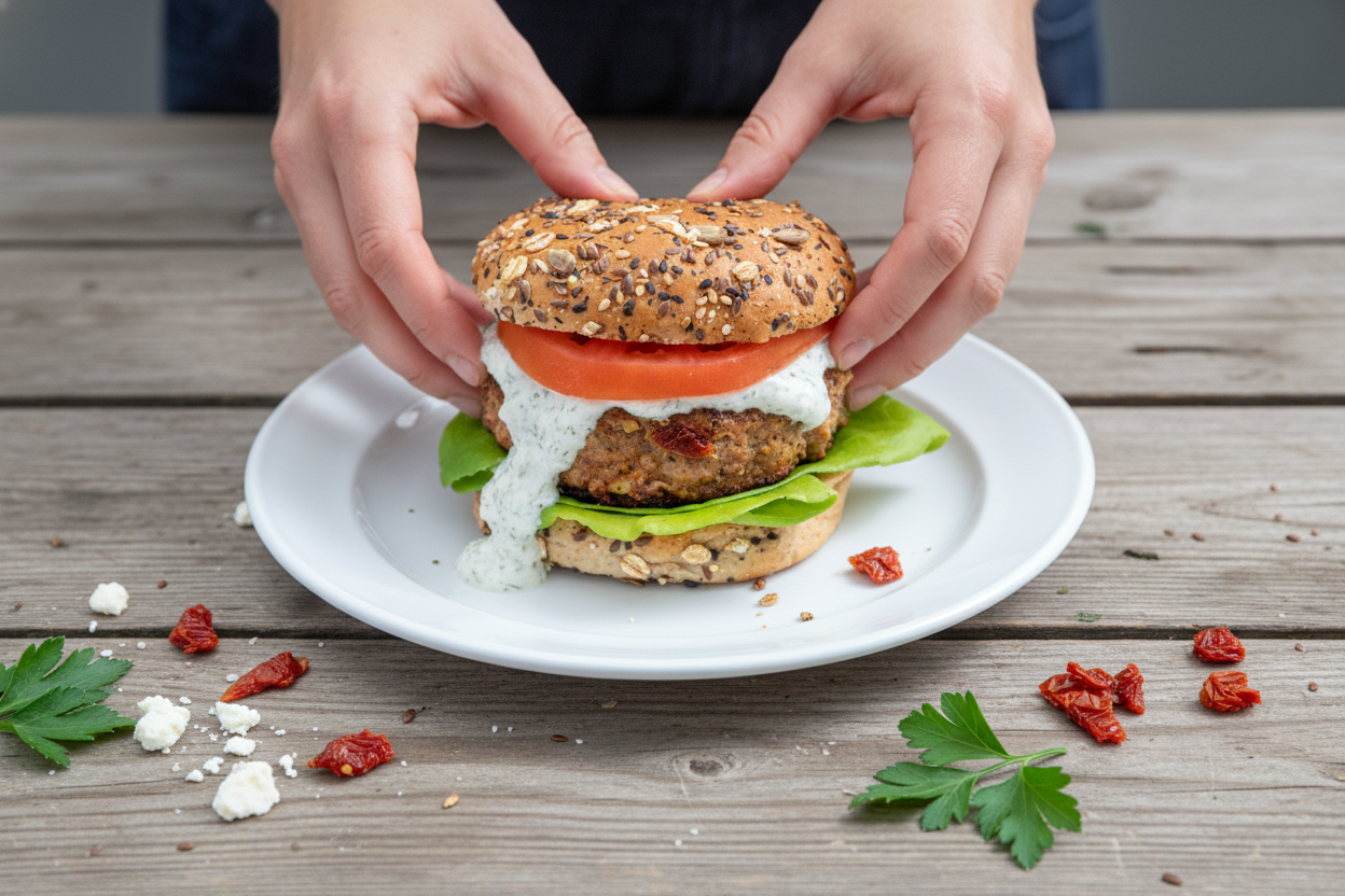 Mediterranean Turkey Burgers with Feta - The Schmidty Wife