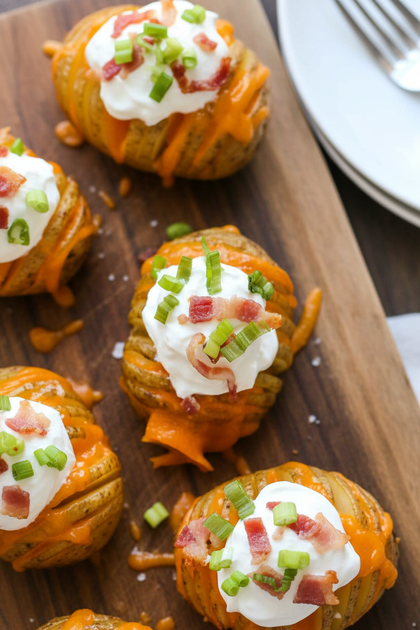 Mini Loaded Hasselback Potatoes