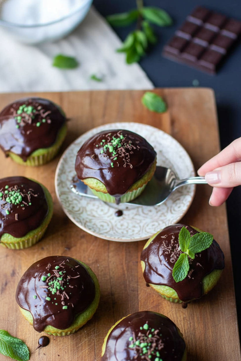 Mint Cupcakes with Mint Dark Chocolate Ganache
