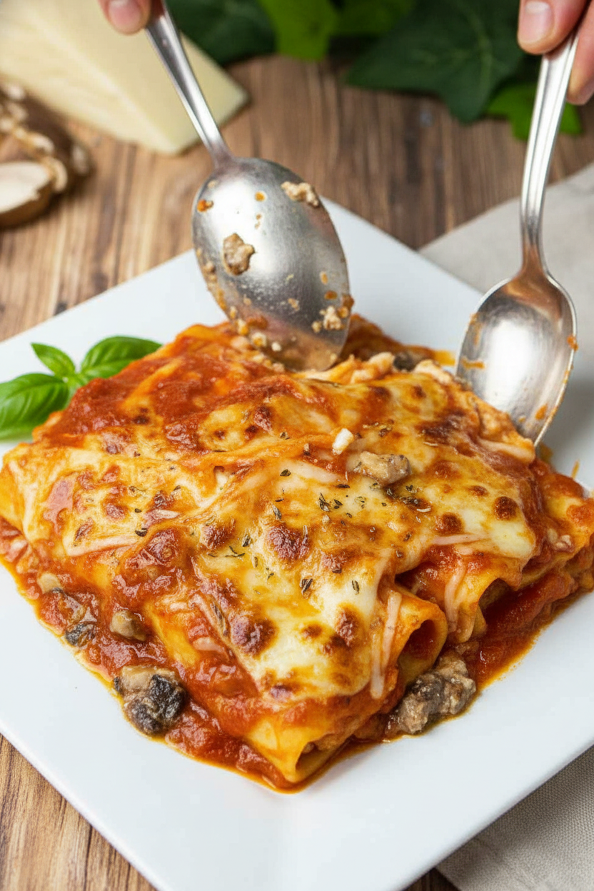 Mushroom and Truffle Oil Manicotti