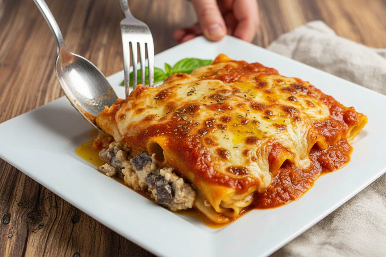 Mushroom and Truffle Oil Manicotti