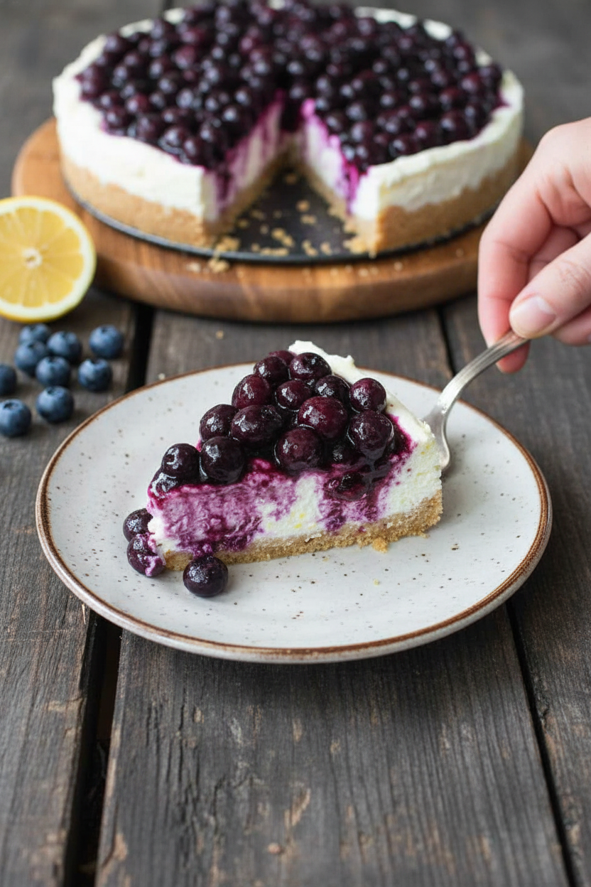 No-Bake Blueberry Lemon Cheesecake