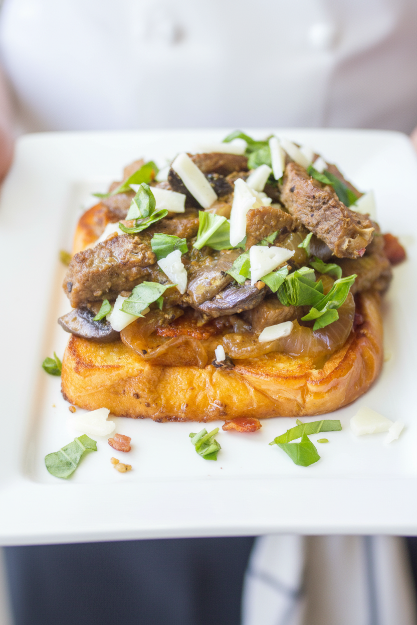 Open Faced Steak Sandwich - Easy Steak Sandwich Recipe - Open Faced