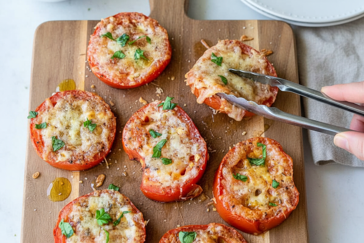 Oven Baked Garlic Cheese Tomatoes