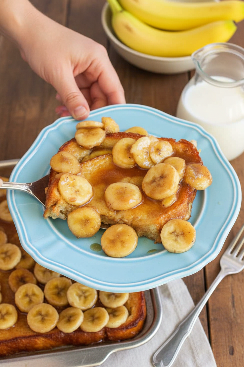 Overnight Bananas Foster French Toast