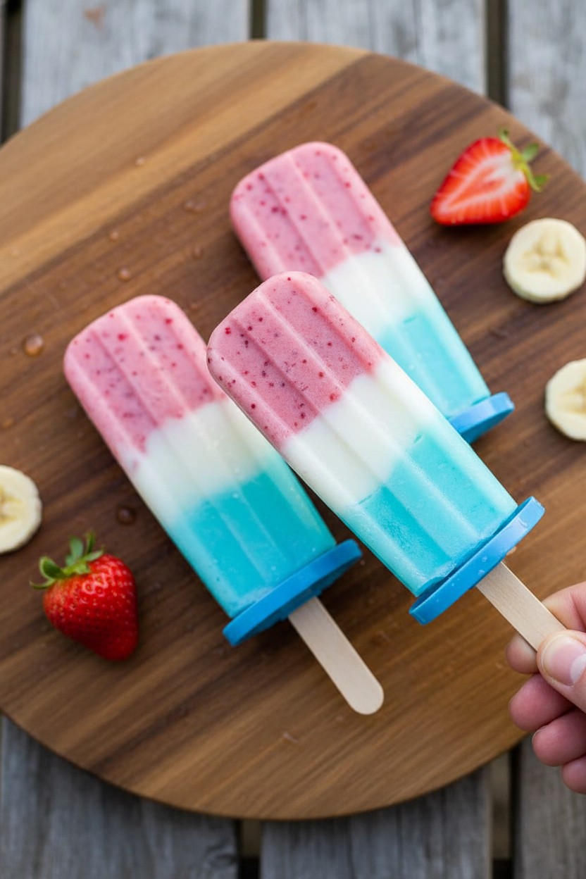 Patriotic Fruit and Yogurt Popsicles