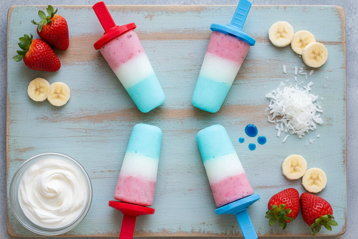 Patriotic Fruit and Yogurt Popsicles