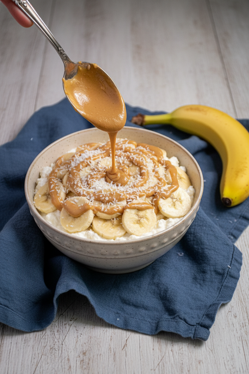 Peanut Butter & Banana Cottage Cheese Bowl - The Schmidty Wife