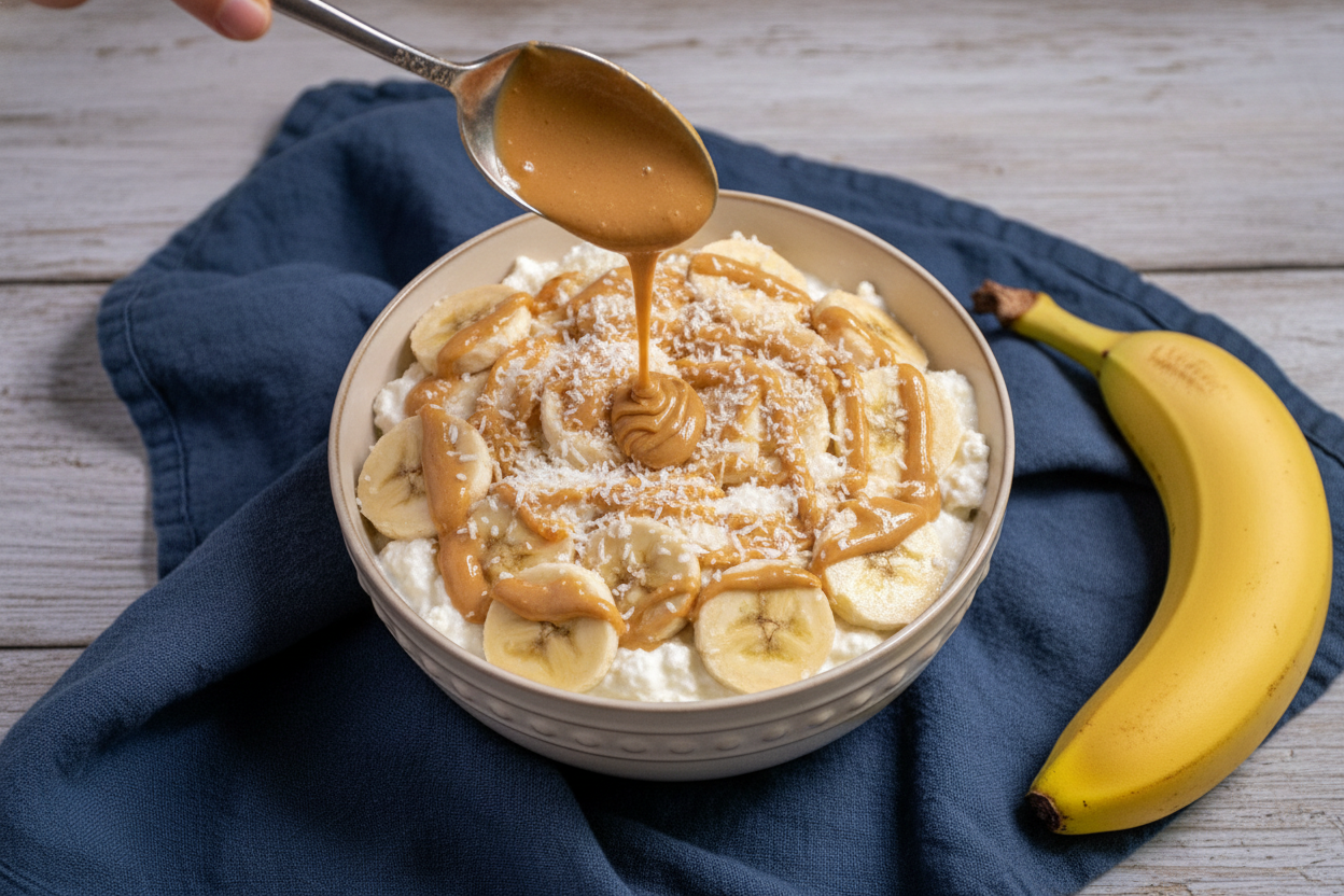 Peanut Butter & Banana Cottage Cheese Bowl - The Schmidty Wife
