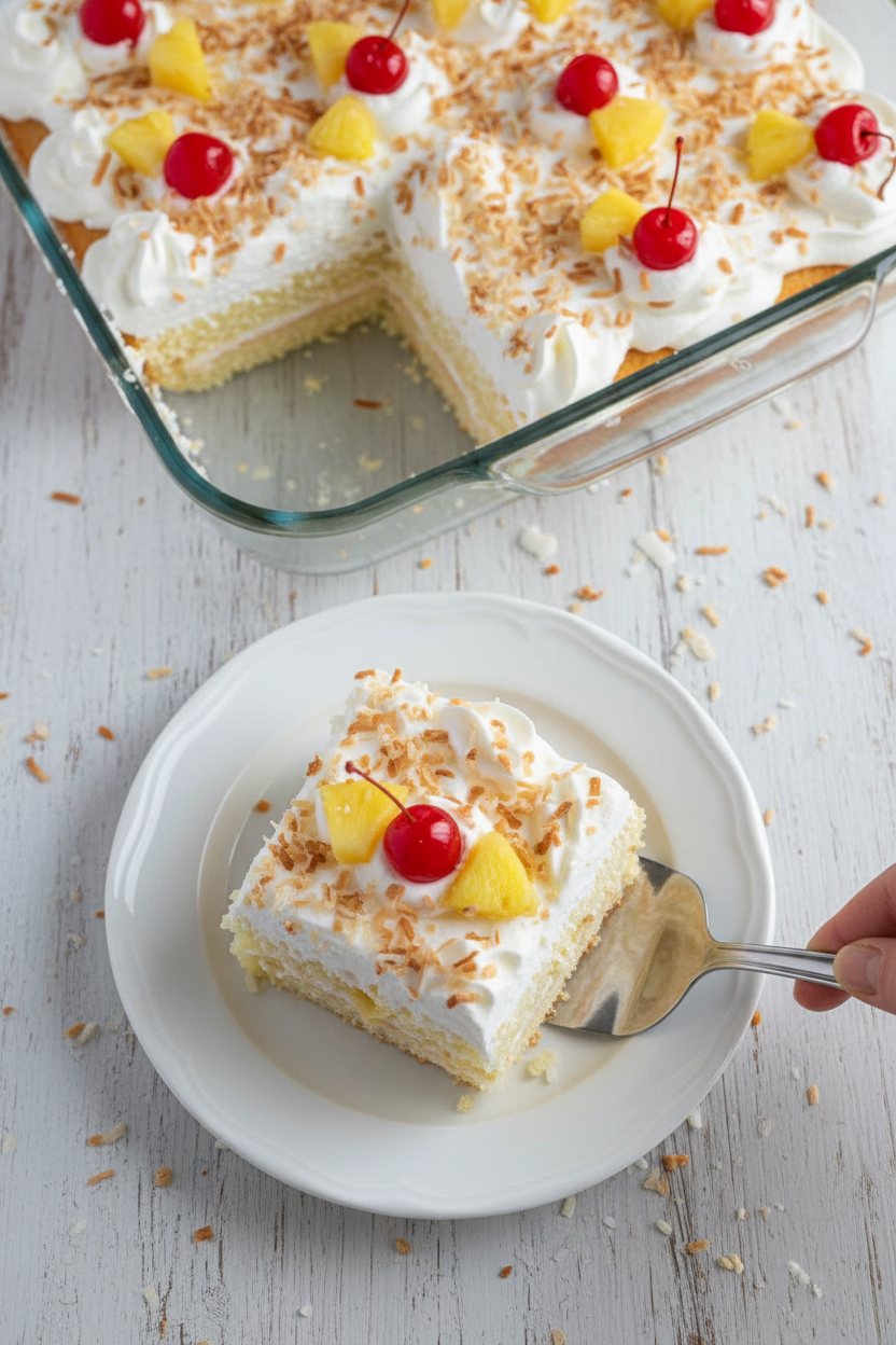 Pina Colada Poke Cake