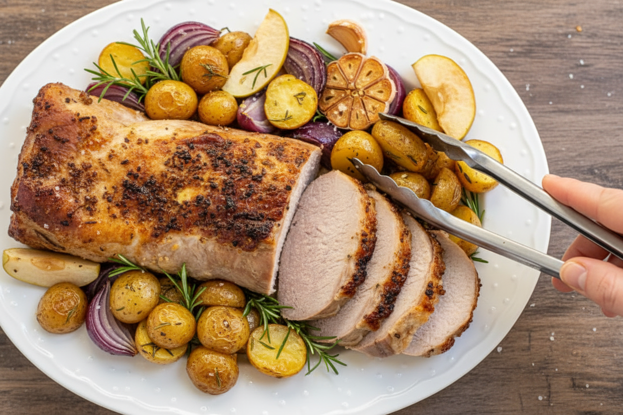 Pork Loin Roast with Apples, Onions, & Potatoes – The Schmidty Wife: Pork Loin Roast with Apples Onions and Potatoes