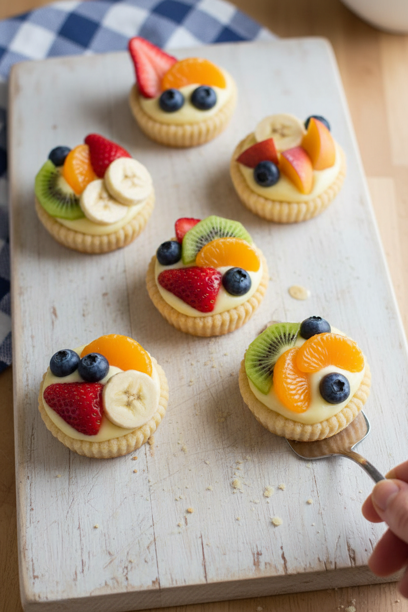 Pudding Fruit Tarts with Cookie Cup Crust
