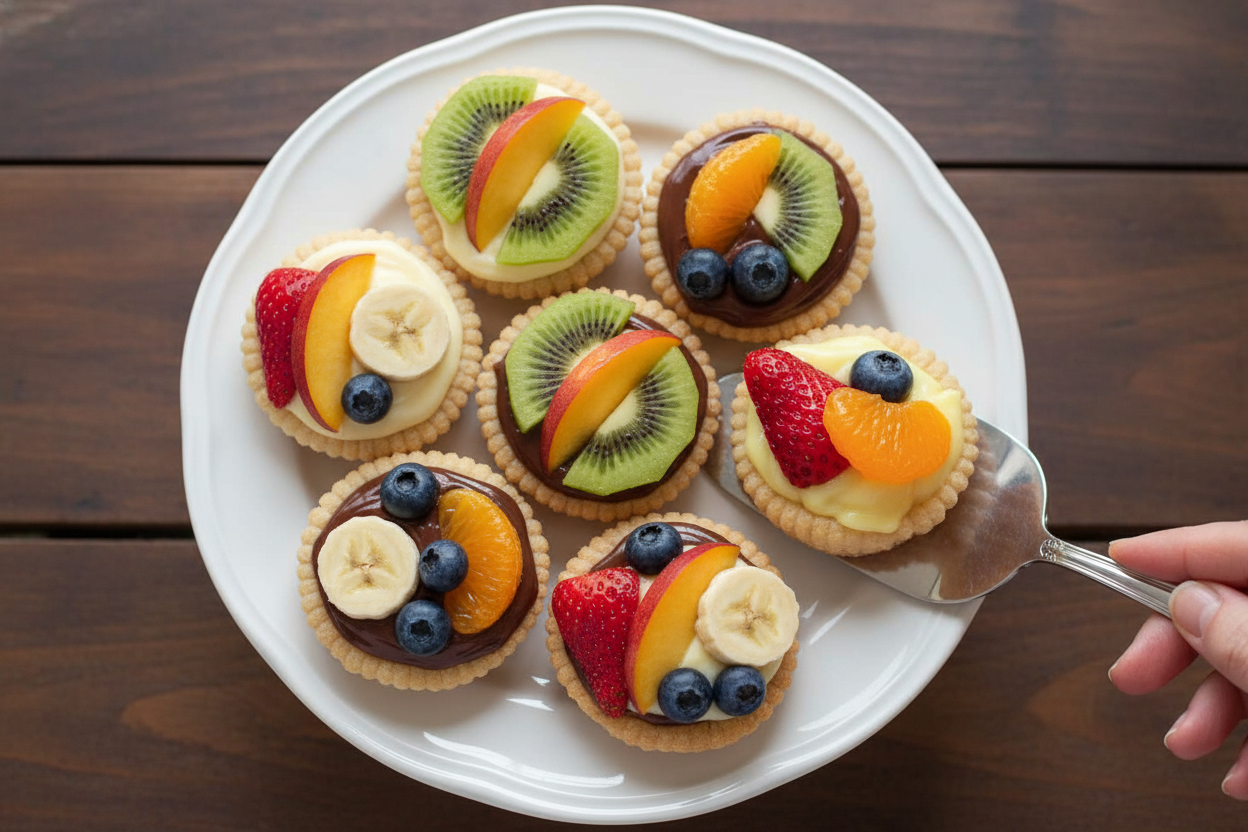 Pudding Fruit Tarts with Cookie Cup Crust