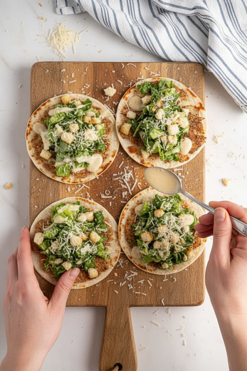 Quick & Easy Chicken Caesar Smash Tacos - The Schmidty Wife
