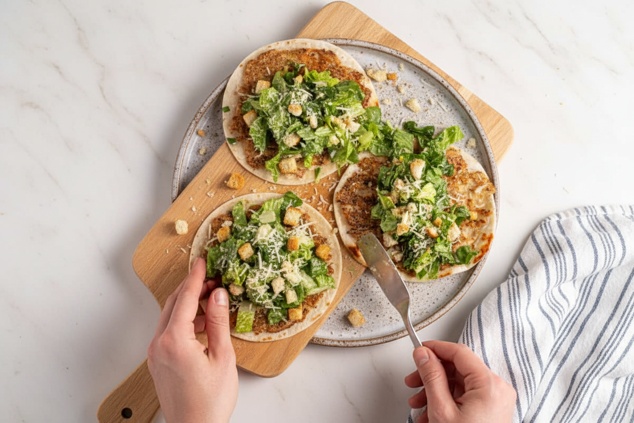 Quick & Easy Chicken Caesar Smash Tacos - The Schmidty Wife