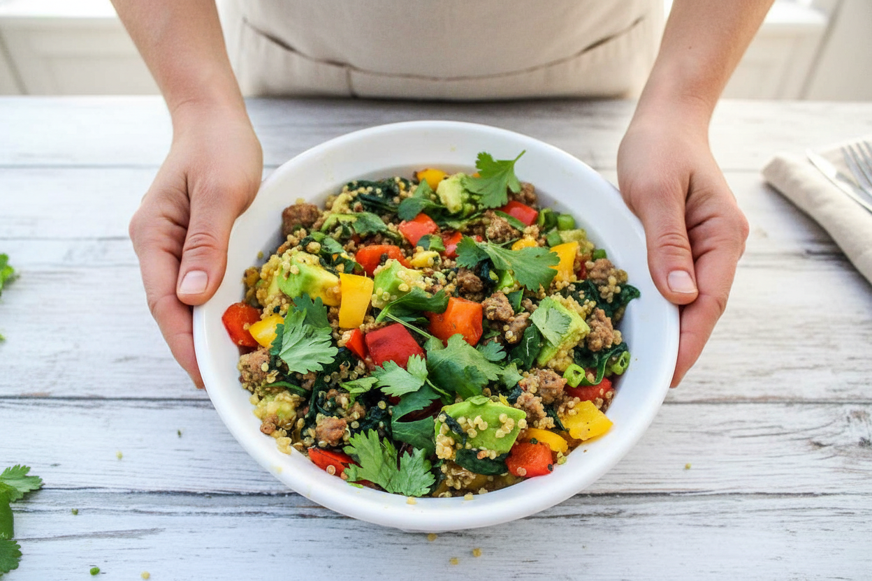 Quinoa Turkey Sausage Crumbles Dinner Bowl Recipe