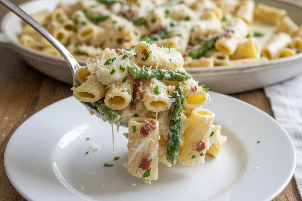 Rigatoni with Bacon and Asparagus Pasta Recipe