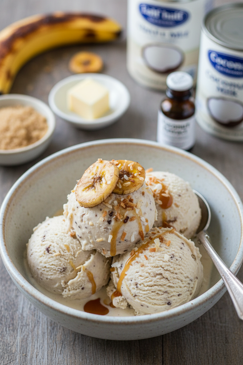 Roasted Banana and Coconut Ice Cream