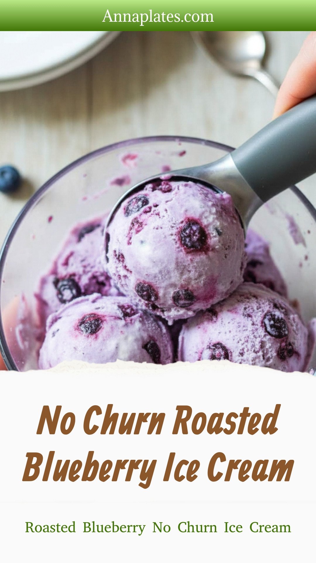 No Churn Roasted Blueberry Ice Cream