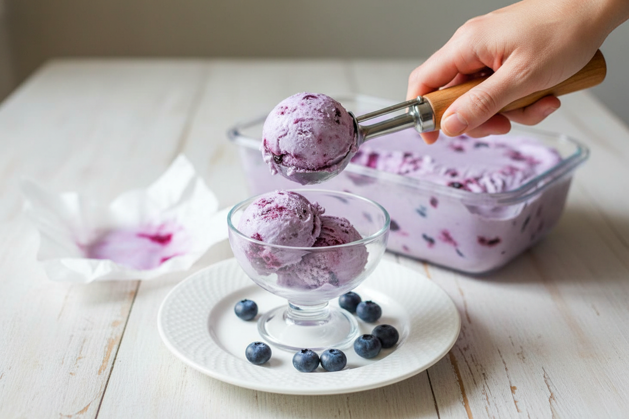 Roasted Blueberry No Churn Ice Cream