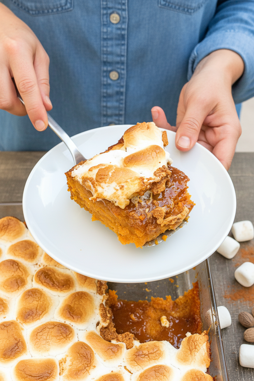 Pumpkin Casserole with Roasted Marshmallows