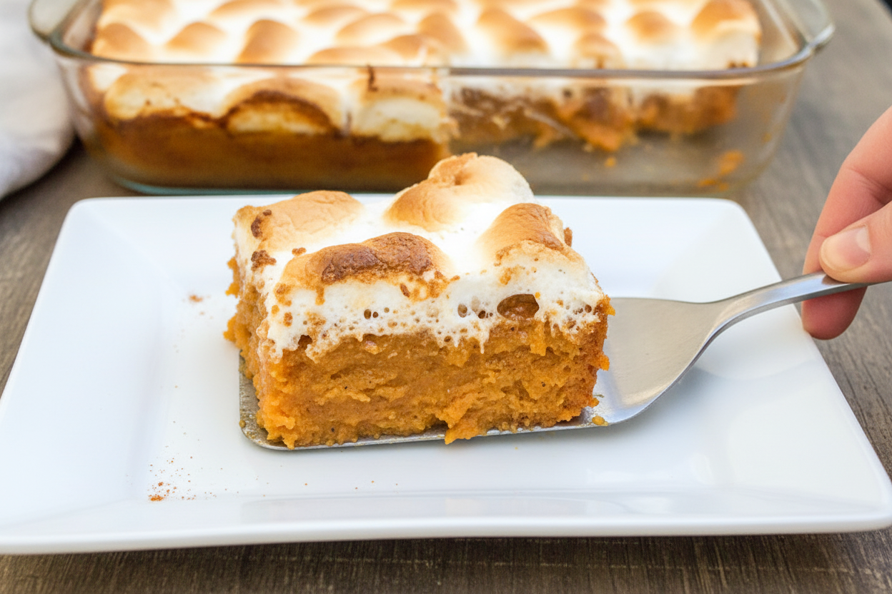 Pumpkin Casserole with Roasted Marshmallows