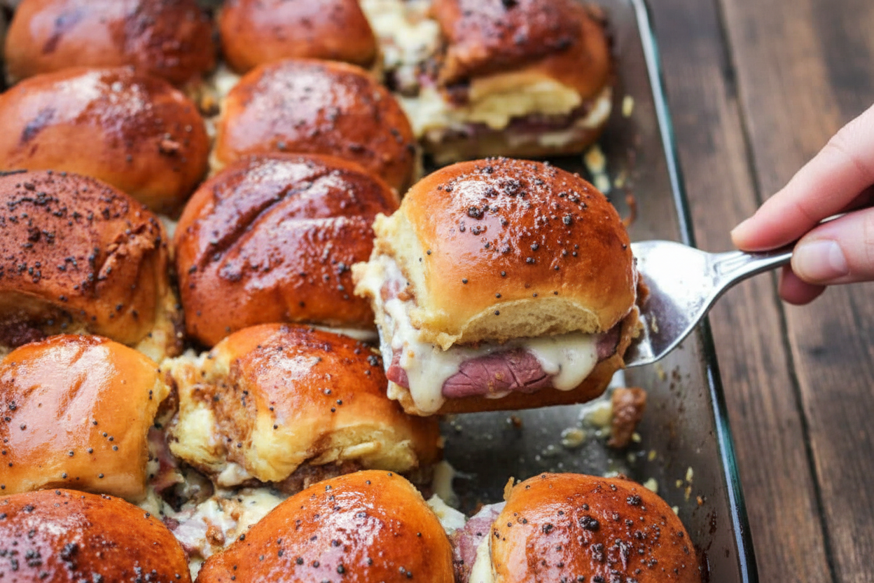 Saucy Roast Beef and Swiss Sliders Recipe