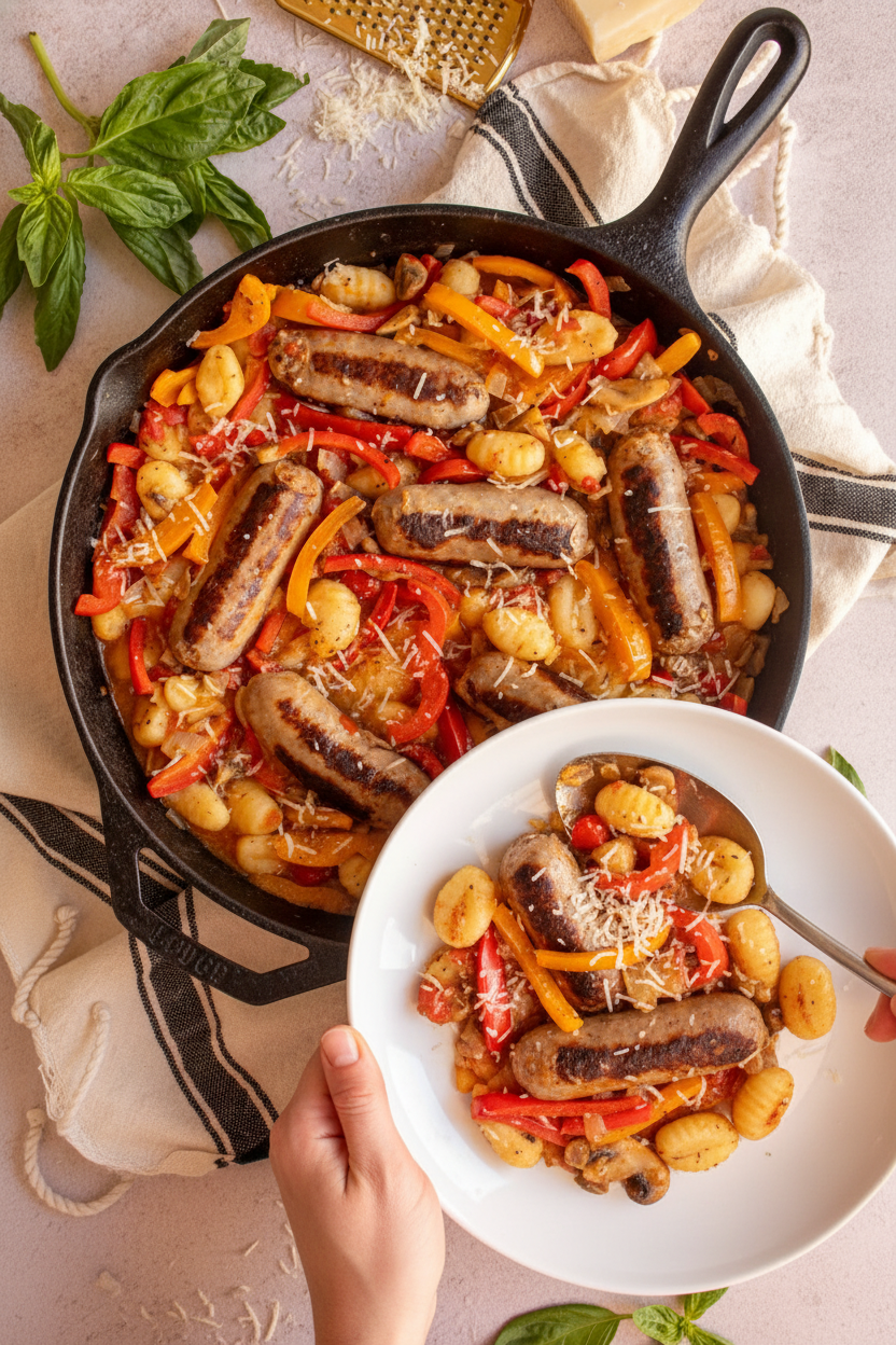 Gnocchi Skillet with Sausage and Peppers - The Schmidty Wife
