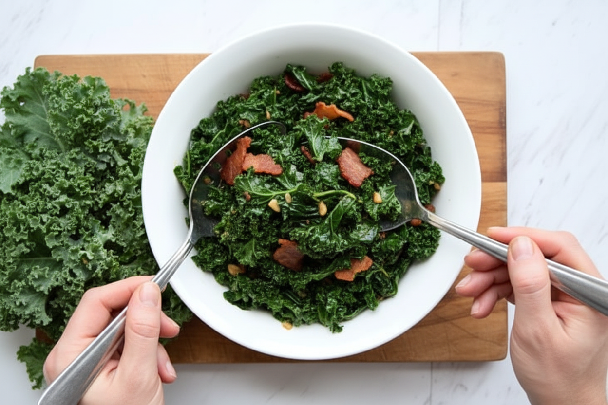 Sauteed Kale with Bacon - The Schmidty Wife
