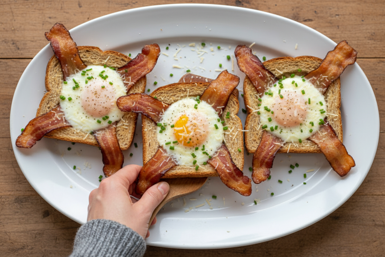 Sheet Pan Egg in a Hole with Bacon - The Schmidty Wife