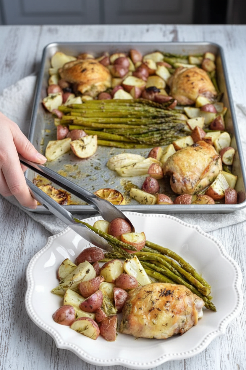 Sheet Pan Chicken with Spring Vegetables - The Schmidty Wife