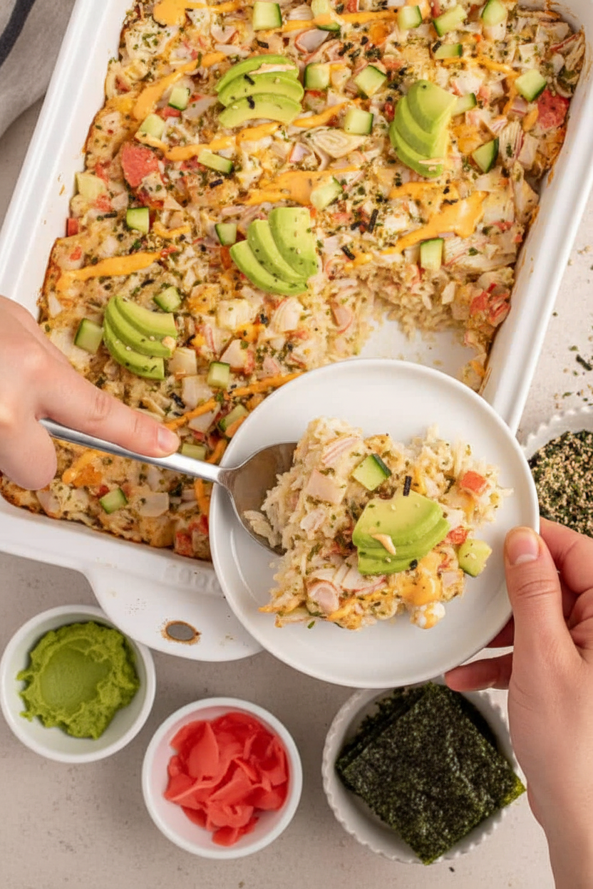 Shrimp and Crab Sushi Bake - The Schmidty Wife