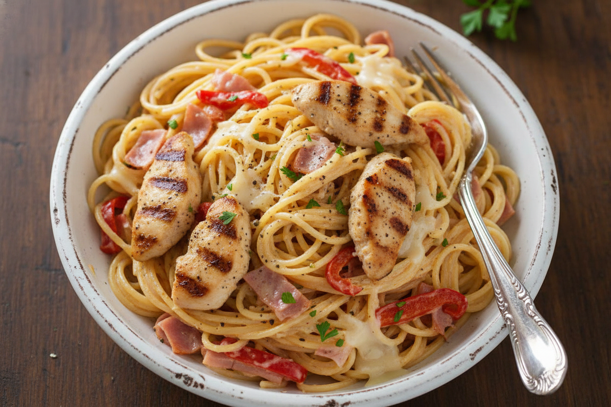 Skinny Chicken Cordon Bleu Pasta