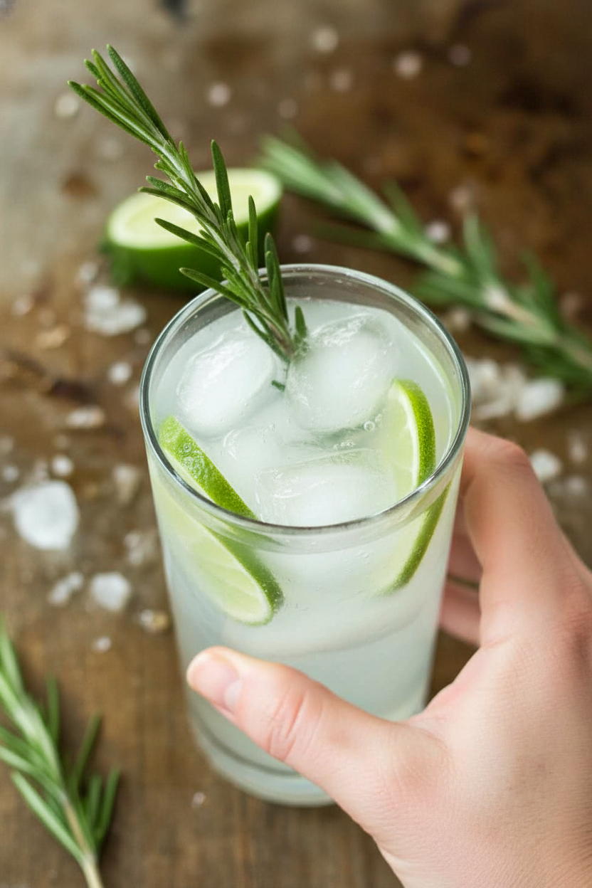 Skinny Rosemary Lime Vodka Fizz