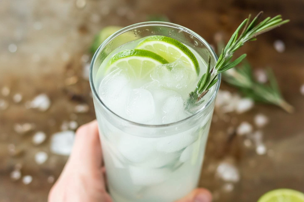 Skinny Rosemary Lime Vodka Fizz