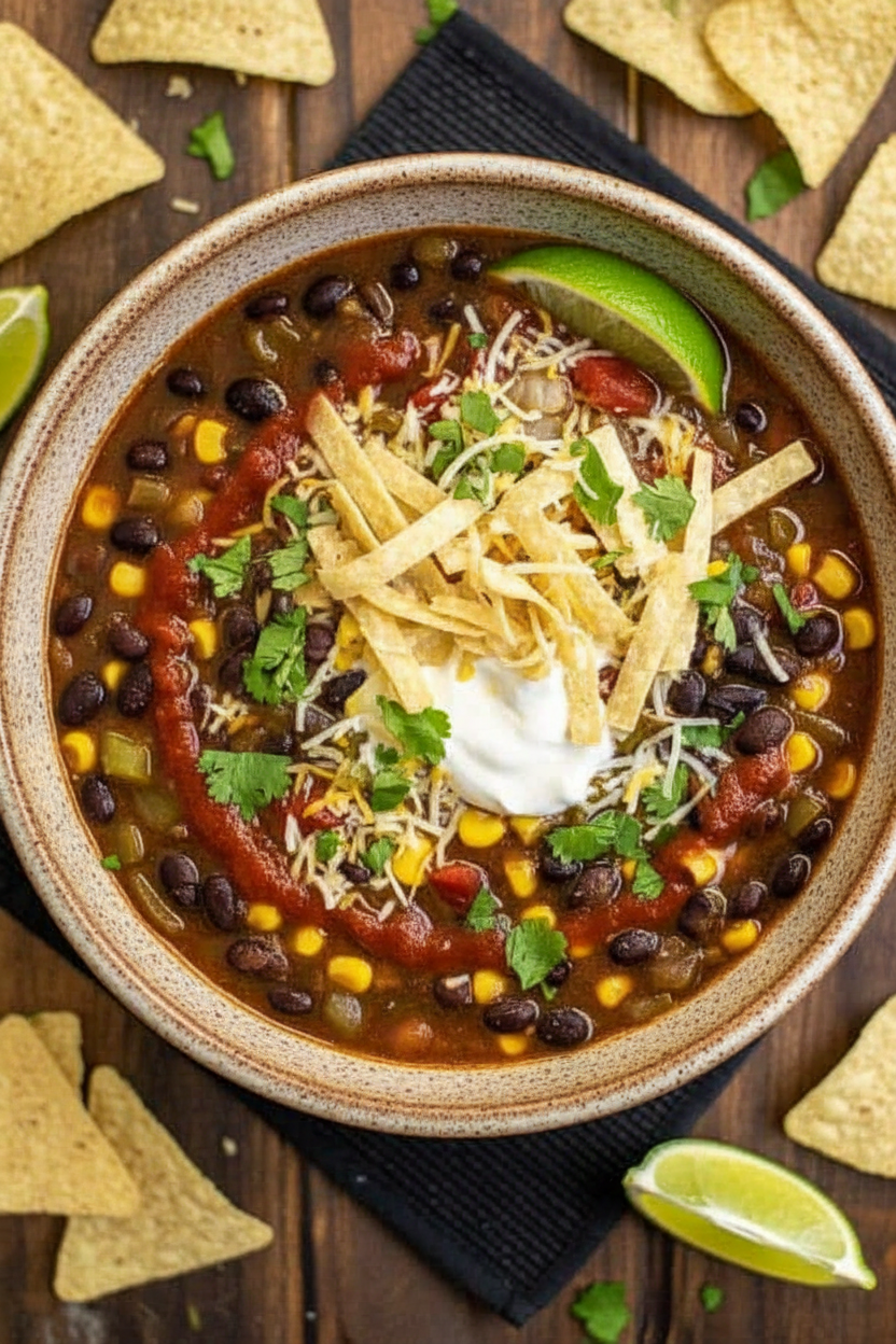 Slow Cooker Black Bean Tortilla Soup - The Schmidty Wife