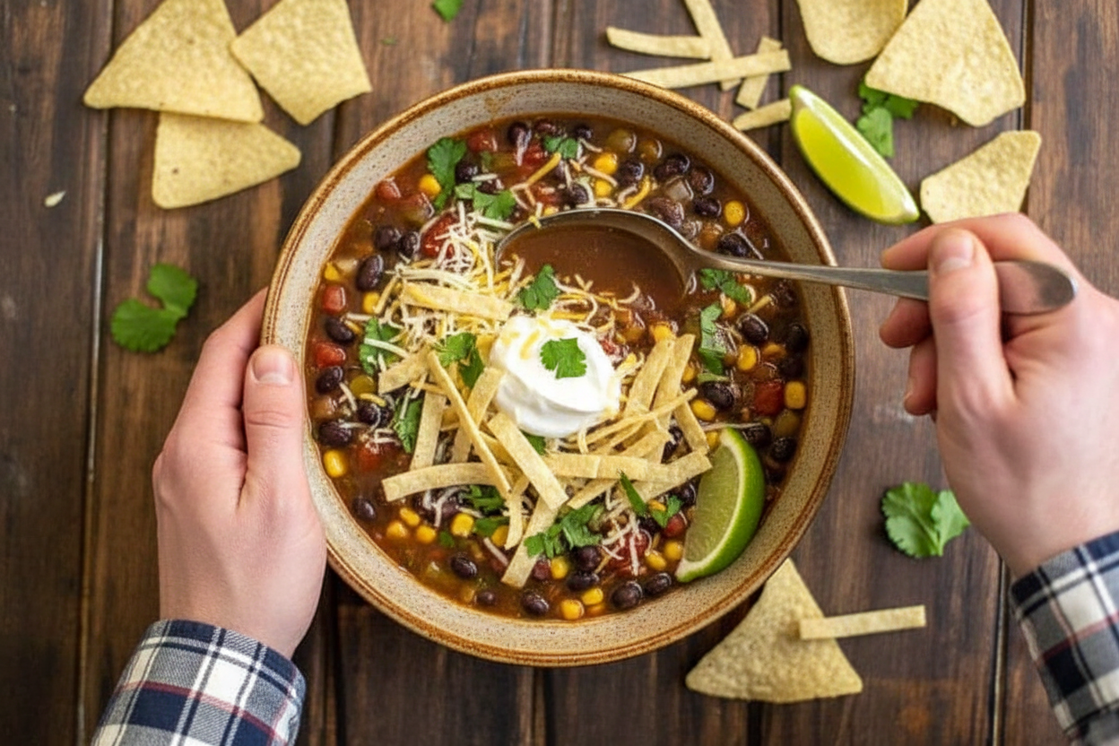 Slow Cooker Black Bean Tortilla Soup - The Schmidty Wife