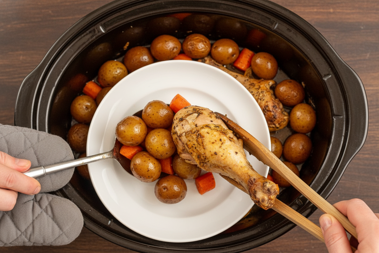Slow Cooker Chicken Legs and Potatoes - The Schmidty Wife
