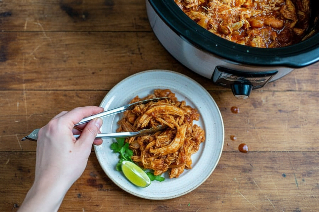 Slow Cooker Healthy BBQ Pulled Chicken Recipe - The Schmidty Wife