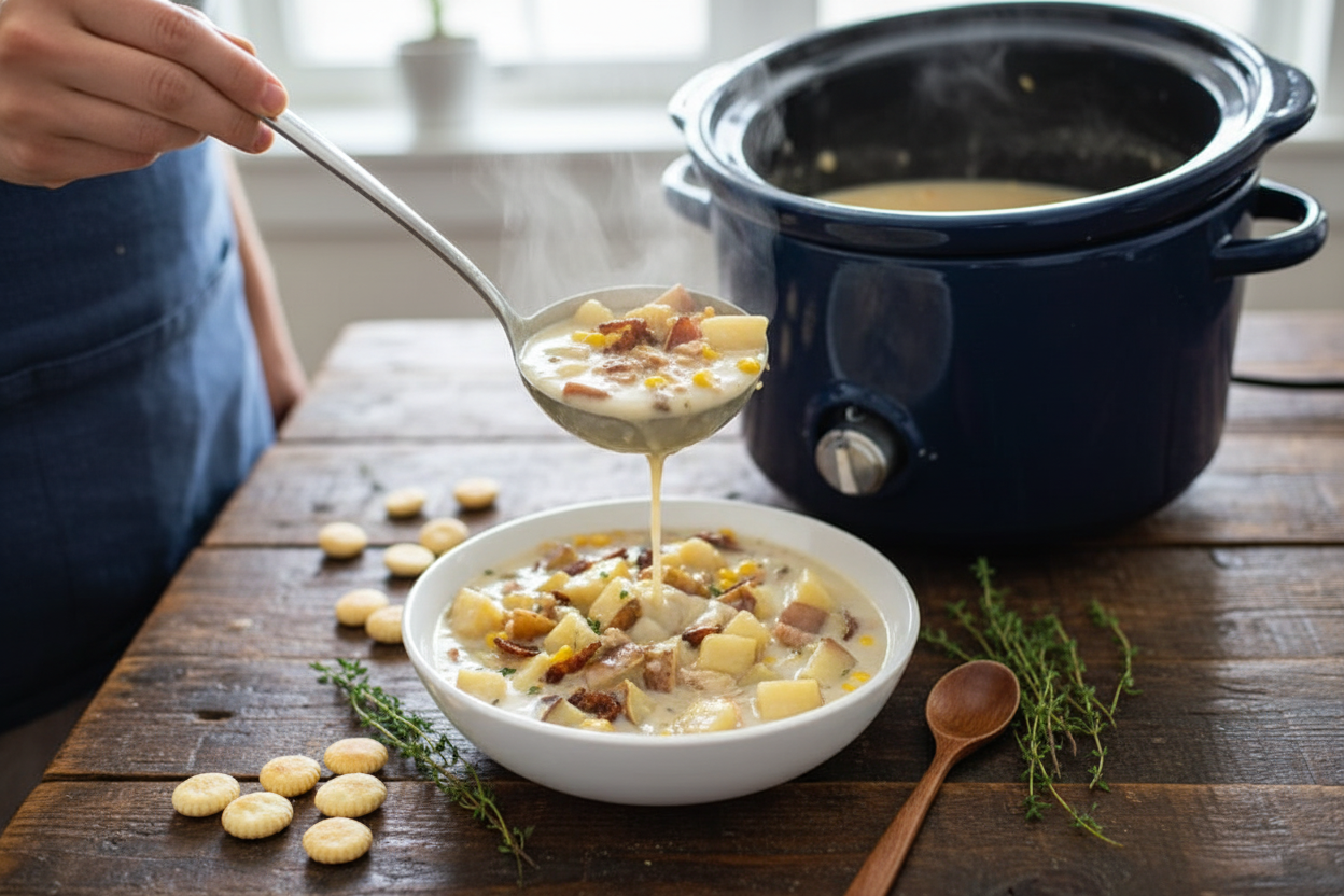 New England Clam Chowder in the Crockpot - The Schmidty Wife