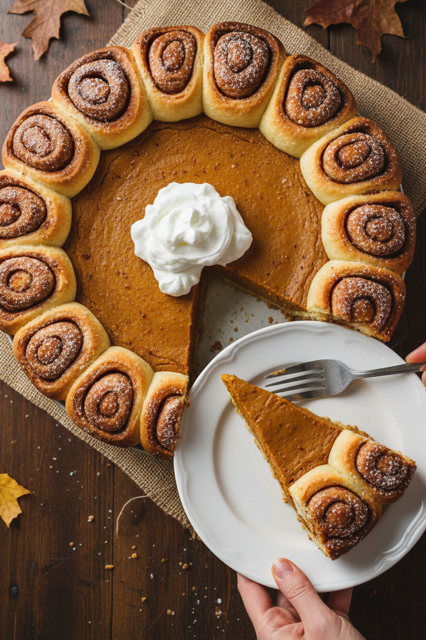 Spiced Pumpkin Pie with Cinnamon Roll Crust