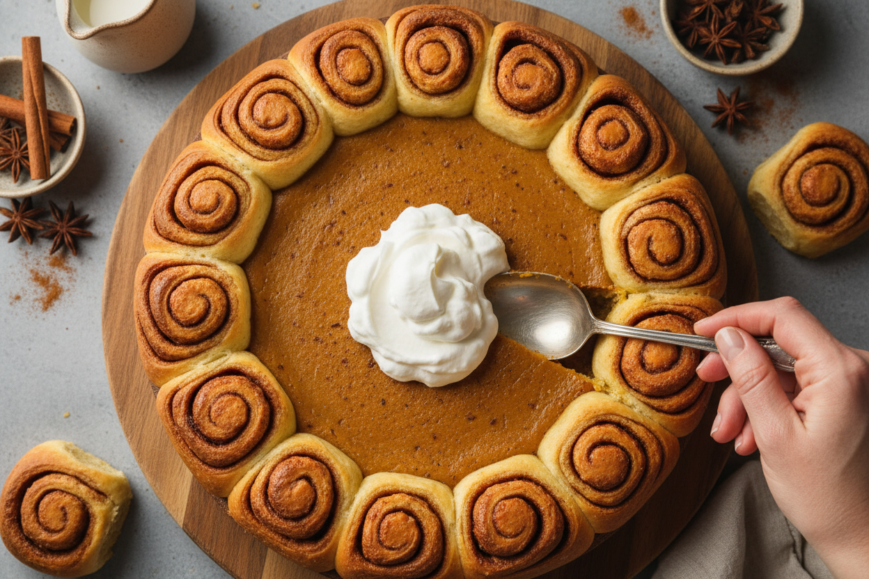 Spiced Pumpkin Pie with Cinnamon Roll Crust