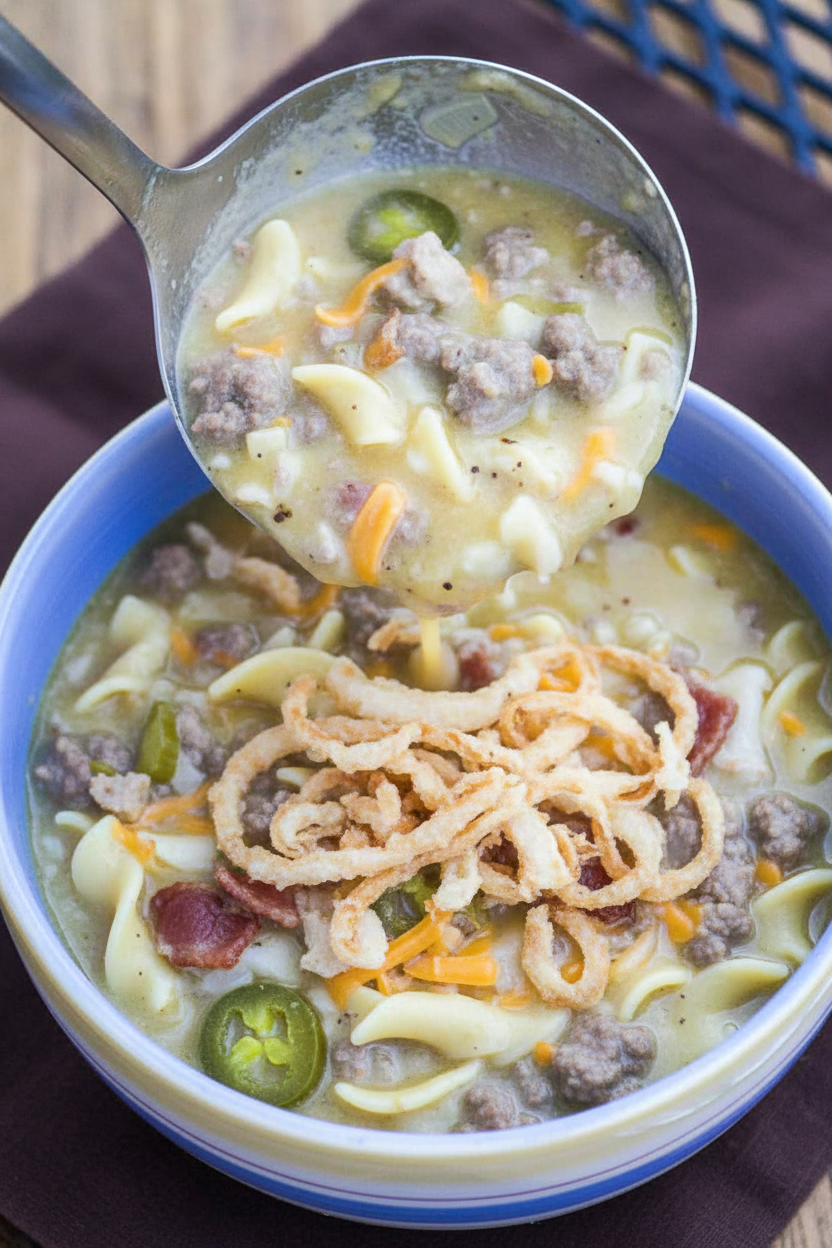 Warm You Up Spicy Bacon Cheeseburger Soup