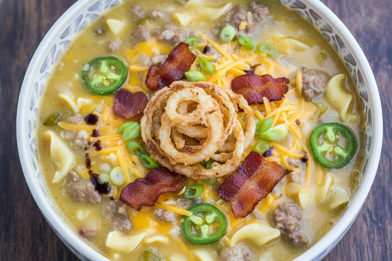 Warm You Up Spicy Bacon Cheeseburger Soup