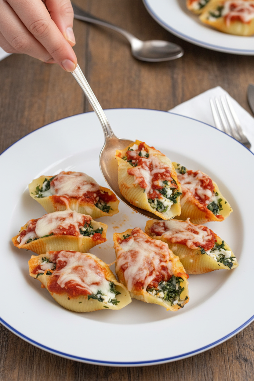 Spinach Stuffed Shells without Ricotta Cheese - The Schmidty Wife